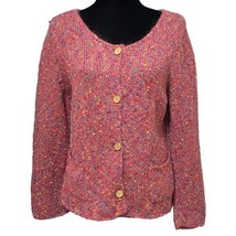 United Knitwear Pink Rainbow Dot Mohair Wool Blend Cardigan Sweater Size... - $18.99