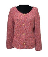 United Knitwear Pink Rainbow Dot Mohair Wool Blend Cardigan Sweater Size Small - £14.88 GBP