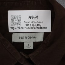 Merona Shirt Womens S Brown Short Sleeve Spread Collar Cotton Basic Button Up - £18.28 GBP