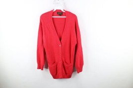 Vintage 90s Eddie Bauer Womens Small Faded Blank Oversized Knit Cardigan Sweater - £46.35 GBP