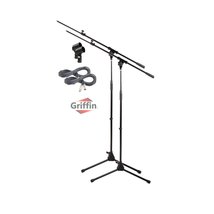 Tripod Microphone Boom Stand with XLR Mic Cable &amp; Clip (Pack of 2) by GR... - £38.21 GBP