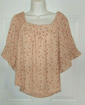 Sienna Sky Pink Floral Ruffle Bell Short Sleeve Tunic Top Blouse Size 5 - $9.54