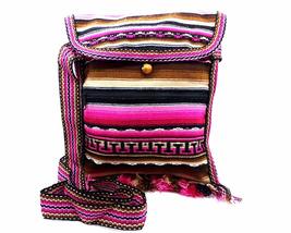 Multicolored Tribal Striped Pattern Material Slim Lightweight Square Fringe Purs - £13.93 GBP