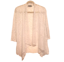 Small White Lace Cardigan Topper 3/4 Sleeve Slinky Brand HSN - $22.43
