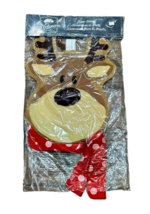 Christmas Reindeer Burlap Door Hanger Decor 25 Inches Evergreen NEW NIP - $14.39