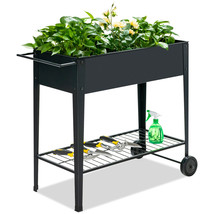 Planter Box Raised Garden Bed Elevatedon Wheels Steel Planter W/Shelf - £111.30 GBP