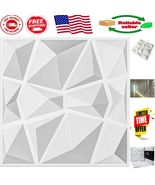 Set of 12 Lightweight 3D Pyramid Wall Panels - Modern Matte White Finish - $97.55 CAD
