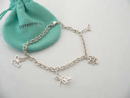 Tiffany &amp; Co Silver Butterfly Turtle Firefly Bee Bracelet Bangle 8 Inch Longer - £591.63 GBP