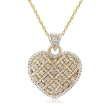 1.5Ct Baguette Y Redondo Real Moissanita Amor Colgante Corazón 14K Amarillo Oro - $84.15