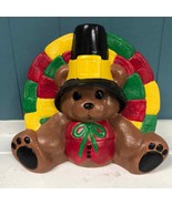 Vtg ‘94 Ceramic Kitschy Cute Teddy Bear Pilgrim Turkey Figurine Thanksgi... - $724.06 MXN