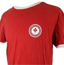 2004 Canadian Olympic Team T-Shirt Roots Official Outfitter Red Maple Leaf  - £6.29 GBP