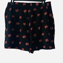 Anthropologie Maeve Floral Flow Shorts Womens Size Small Elastic Waist Black - £12.14 GBP