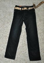 Girls Pants Corduroys Mudd Black Slim Belted Stretch Adjustable Waist-sz 10 - $16.83