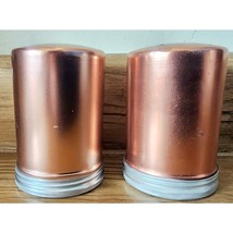 Mid Century Modern Aluminum Copper Salt Pepper Shaker Silver Bottoms 3&quot; MCM - $221.72 MXN