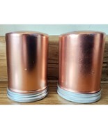 Mid Century Modern Aluminum Copper Salt Pepper Shaker Silver Bottoms 3&quot; MCM - $11.67
