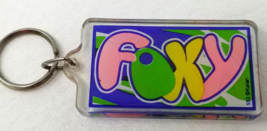 Foxy Keychain Neon Colors Bubble Letters Plastic 1980s Vintage - $11.35