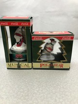 Lot Of 2 Vintage Coca-Cola Christmas Ornaments Musical Polar Bears KG Z2 - £19.46 GBP