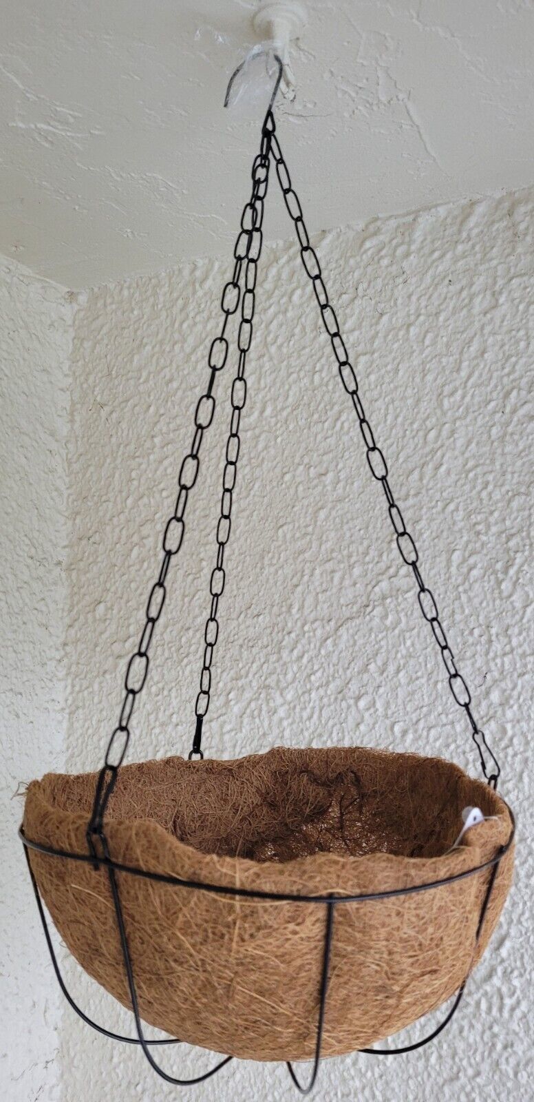 Plant Hanging Black Wire Baskets w Coconut Fiber Liners 10”D x 21”H - $6.92