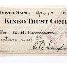 1915 Kineo Trust Company Bank Check E.A. Sampson Dover Maine Signed 7055... - $373.45 MXN