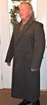 VTG London Fog Wool Overcoat Trench Coat Harris Herringbone Tweed USA Ma... - £182.00 GBP