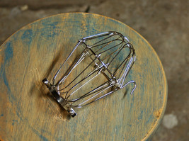 Nickel wire bulb cage, clamp on lamp guard, vintage trouble lights - - £5.56 GBP