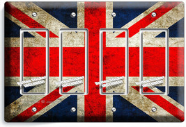 England Great Britan Rastic Uk Flag 4 Gfci Light Switch Plate Room Home Hd Decor - £15.52 GBP