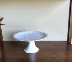 NEUWIRTH Portugal White Ceramic Basket Weave Cake Stand Pedestal Foot - $734.61 MXN