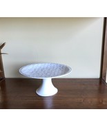 NEUWIRTH Portugal White Ceramic Basket Weave Cake Stand Pedestal Foot - $52.83 CAD