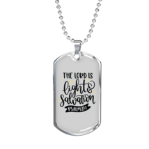 The Lord Is Light Christian Necklace Stainless Steel or 18k Gold Dog Tag 24&quot; Ch - £38.11 GBP+