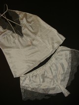 Victoria&#39;s Secret Cou Haut Débardeur + Short Noir Blanc Chantilly Pyjama - £58.16 GBP