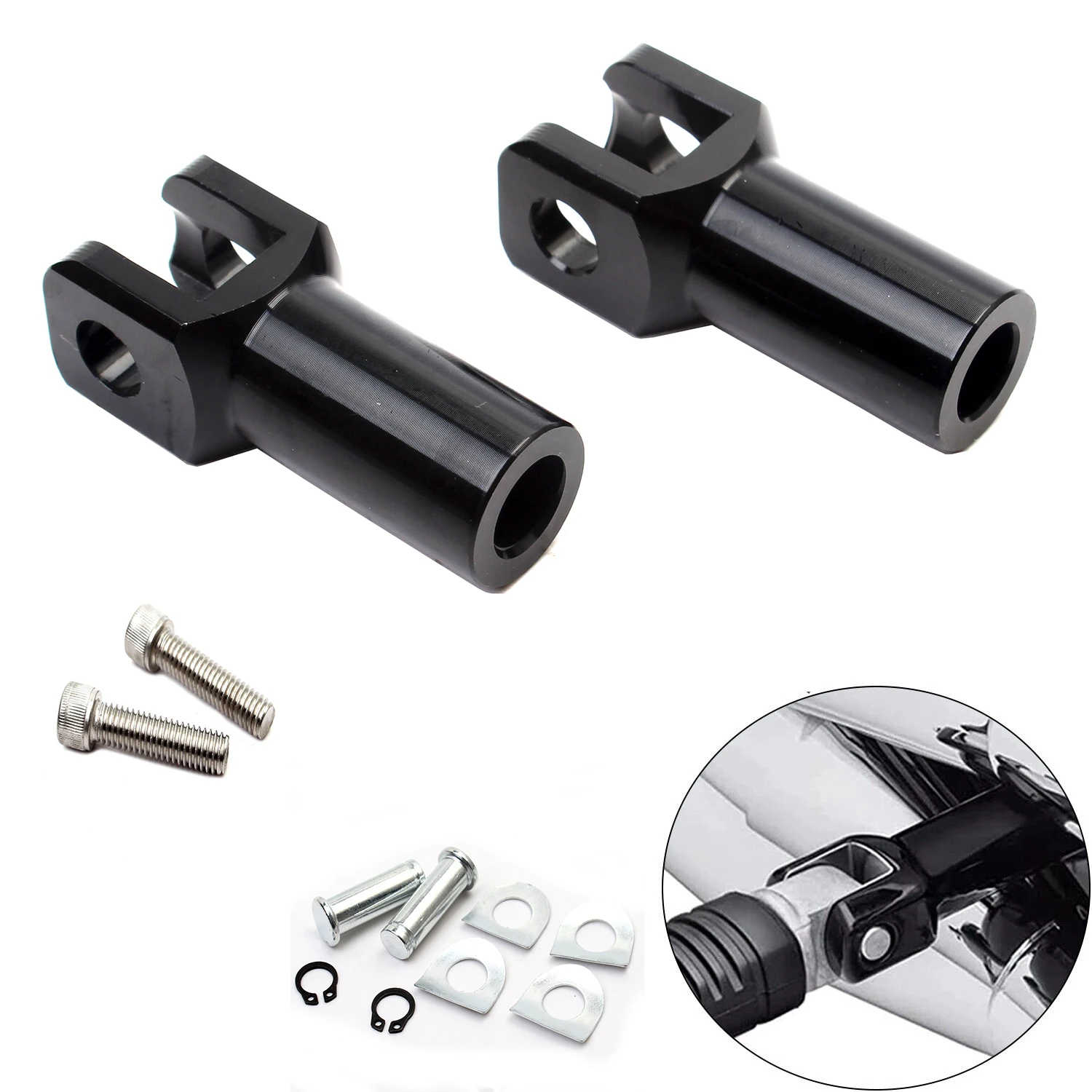 Motorcycle Passenger Foot Pegs Support Mount 2.25&quot; Footrest Clevis Kit For - £12.66 GBP
