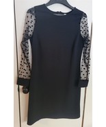 NWT Womens L Aphratti Black Round Neck Sheer Polka Dot Sleeves Cocktail ... - €16,14 EUR