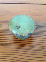 Primitive Antique Green Teal Painted Domed Round Wood Knob Cabinet Drawe... - $46.99