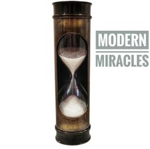 SOLID BRASS SANDTIMER WITH COMPASS VINTAGE RETRO STYLE 1 minute Sand timer - £34.49 GBP