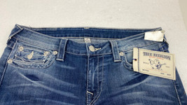 True Religion woman’s jeans slim straight w/flaps  W/ SWAROVSKI Elements 32”/30” - £77.83 GBP