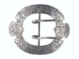 c1900 American La Pierre Hand engraved sterling sash/belt buckle/hair piece - $133.65