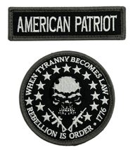 American Patriot 1776 Skull Freedom Patch [2PC Bundle - Hook Fastener Backing -  - £11.25 GBP