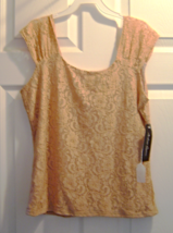 Andrea Quinn Size S Sleeveless Cream Lace Blouse Lined NWT - $19.99