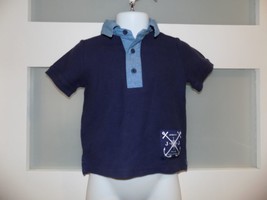 Janie and Jack Two Tone Blue Cotton Polo Shirt Size 6/12 Months Boy&#39;s EUC - $18.25