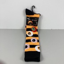 Sumona Ladies Knee High Socks Halloween Orange Black Striped Eyeballs Eyes NIP - £10.95 GBP