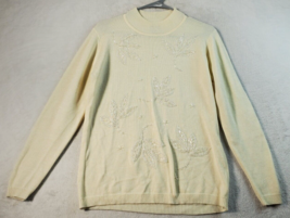 Alfred Dunner Sweater Womens Size Medium Cream Long Sleeve Crew Neck Embroidered - £14.89 GBP