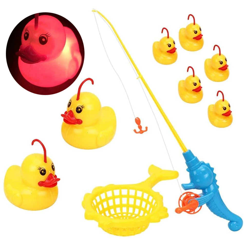 9 Pcs/Set Induction Duck Fishing Game Baby Bath Toys for Kids Spray Water Toys - £15.17 GBP