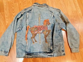 Vintage Sergio Valente blue jean jacket size L with Carousel horse - £30.34 GBP