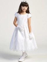 Girls White First Communion Dress w/ Embroidered Lace Sequins (167) - $90.00+