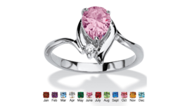 Womens Silver Pear Shaped Alexandrite Crystal Accent Ring Size 5,6,7,8,9,10 - £63.26 GBP