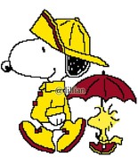 SNOOPY in raincoat and WOODSTOCK with umbrella Cross Stitch Pattern - £2.31 GBP