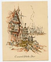 Cunard White Star Line Cabin Class Luncheon Menu MV Brittanic 1951 Bond ... - $17.82