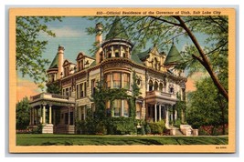 Governor Residence Salt Lake City Utah UT UNP Unused Linen Postcard Y11 - £2.29 GBP