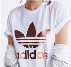 Adidas Girls Double Logo Rose Gold Short Sleeve T-Shirt - £19.34 GBP