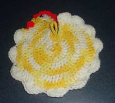 Handmade Crocheted Yellow Chicken Hen Potholder Farm Country Kitchen Brand New - £9.88 GBP